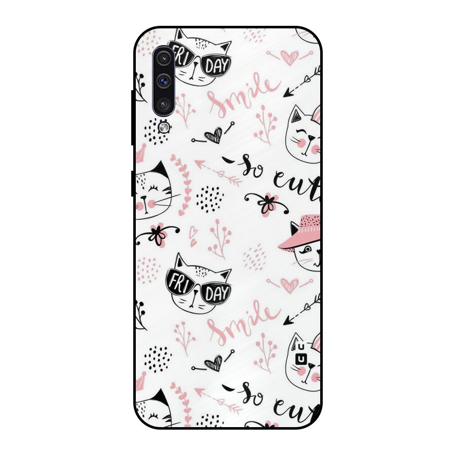 Cute Cat Swag Metal Back Case for Galaxy A50s