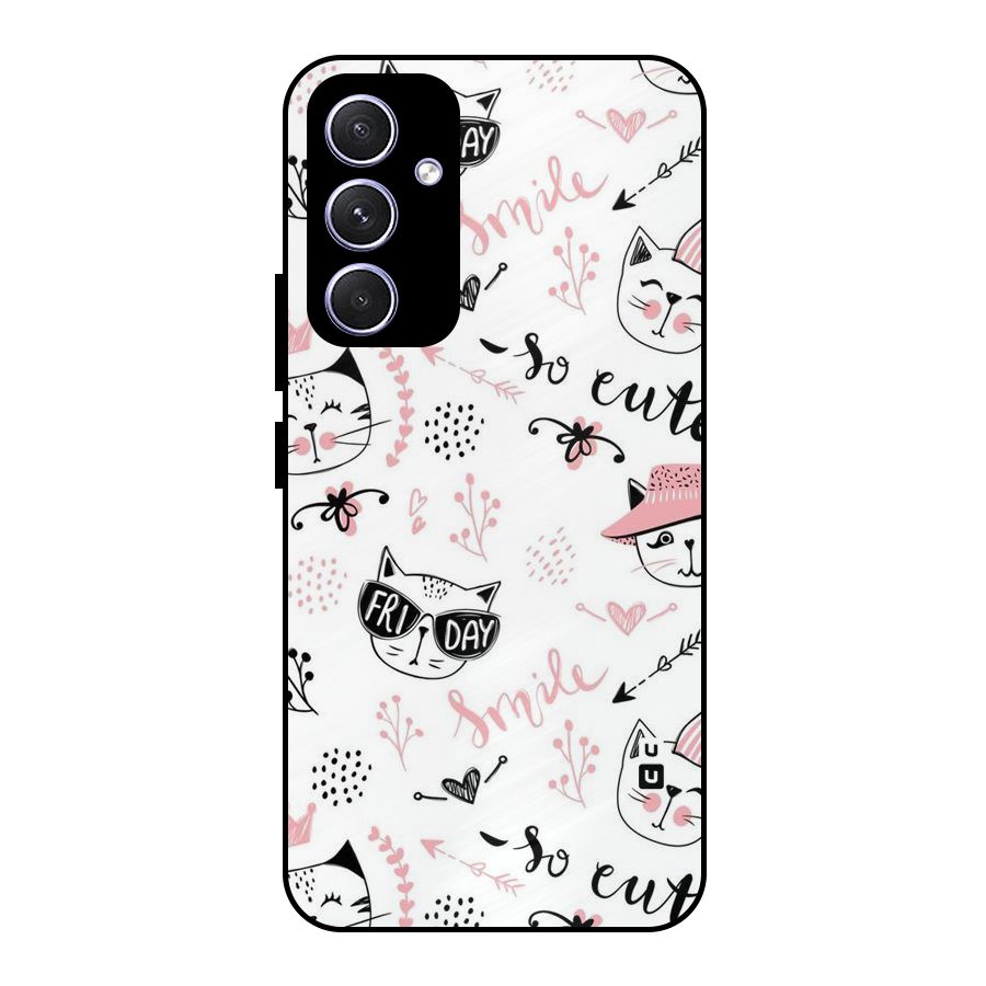 Cute Cat Swag Metal Back Case for Galaxy A54