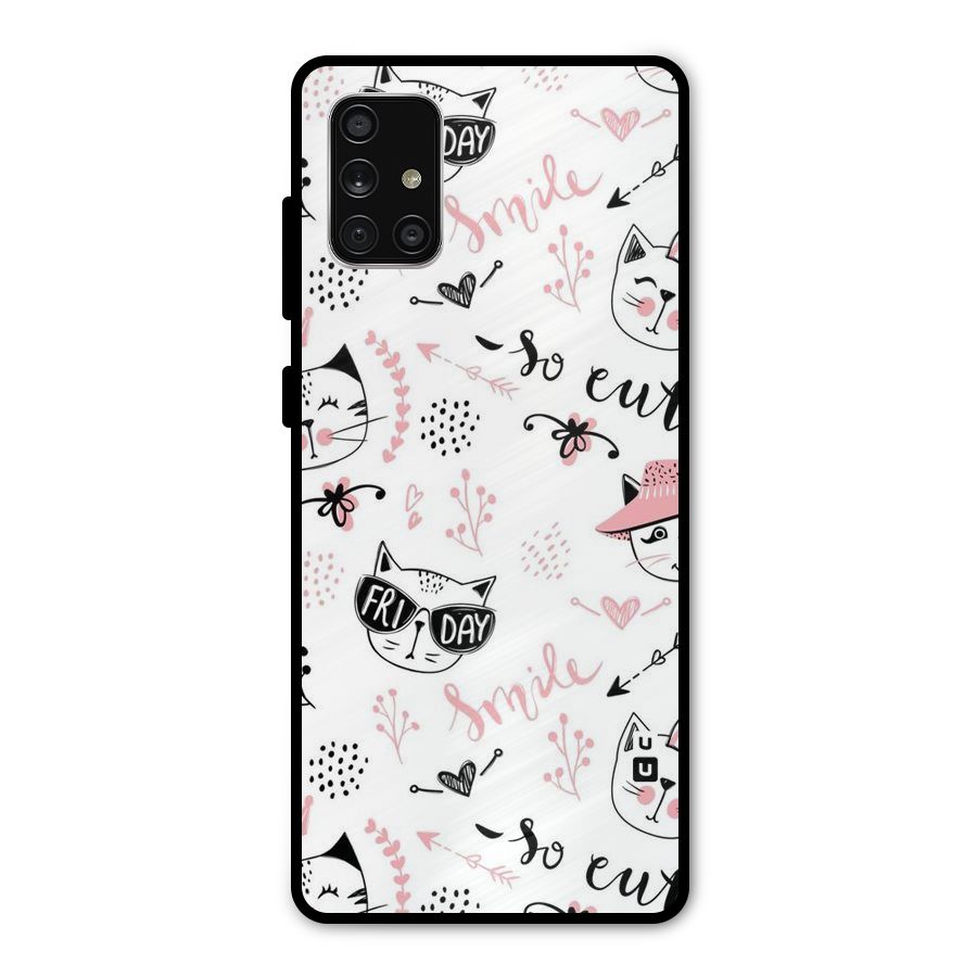 Cute Cat Swag Metal Back Case for Galaxy A71
