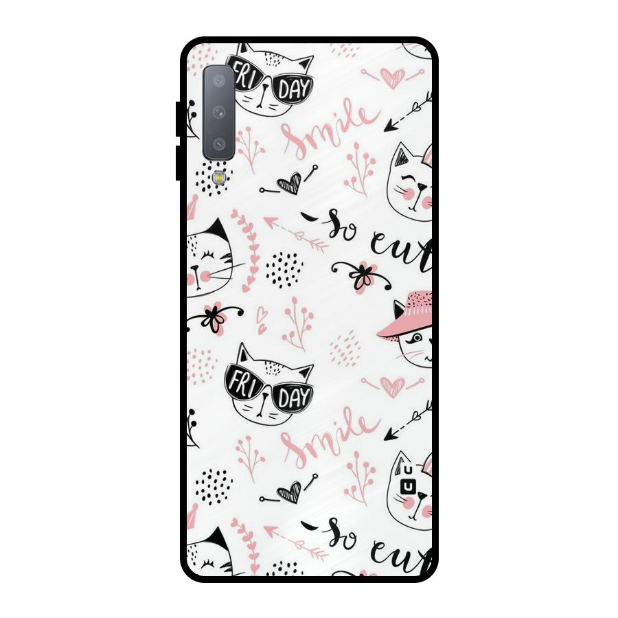 Cute Cat Swag Metal Back Case for Galaxy A7 (2018)