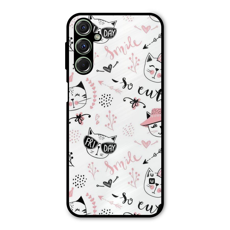 Cute Cat Swag Metal Back Case for Galaxy F34