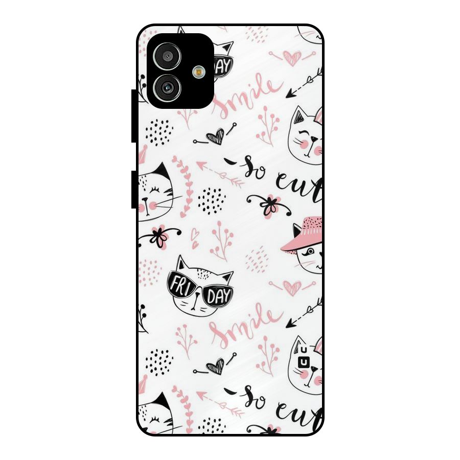 Cute Cat Swag Metal Back Case for Galaxy M13 5G