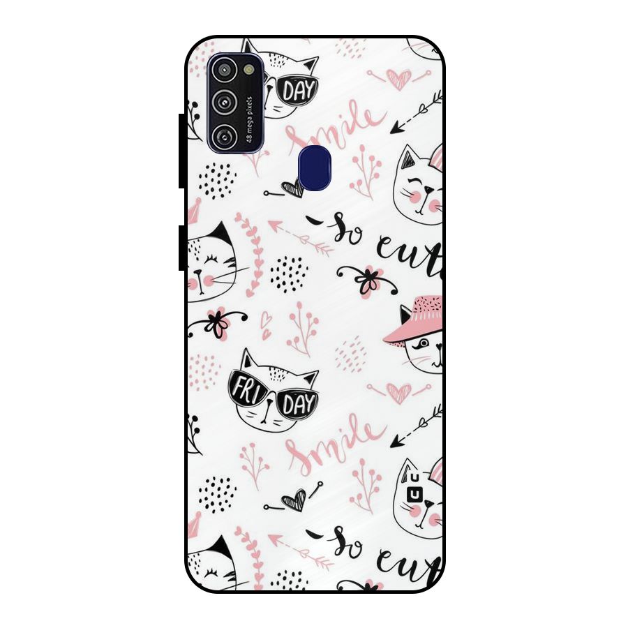 Cute Cat Swag Metal Back Case for Galaxy M21