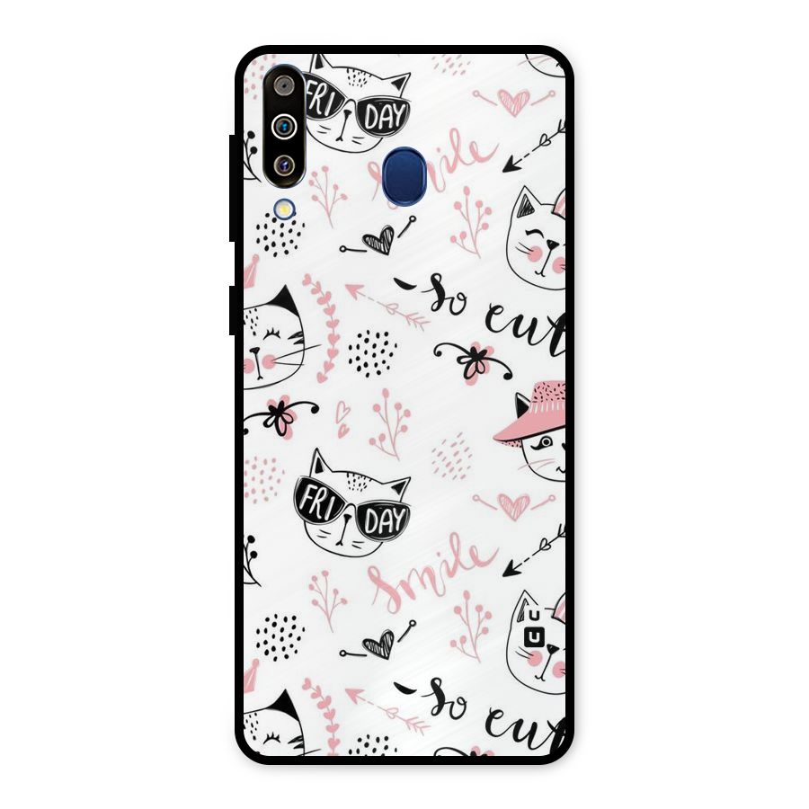 Cute Cat Swag Metal Back Case for Galaxy M30