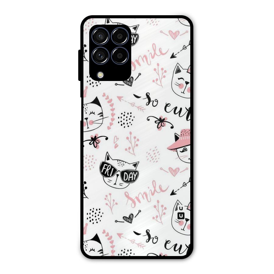 Cute Cat Swag Metal Back Case for Galaxy M53 5G