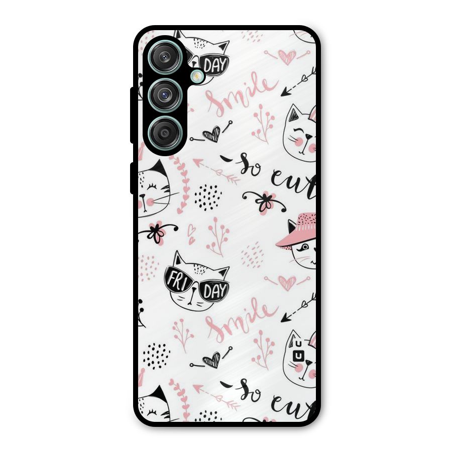 Cute Cat Swag Metal Back Case for Galaxy M55 5G