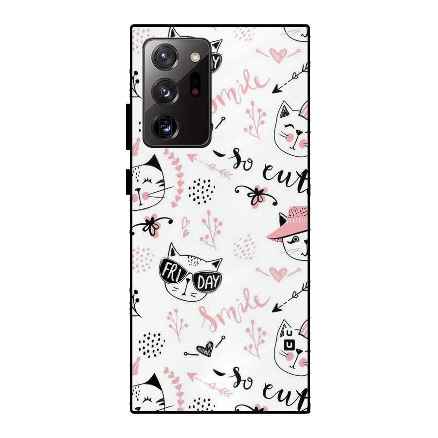 Cute Cat Swag Metal Back Case for Galaxy Note 20 Ultra 5G