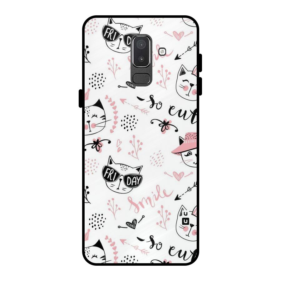Cute Cat Swag Metal Back Case for Galaxy On8 (2018)