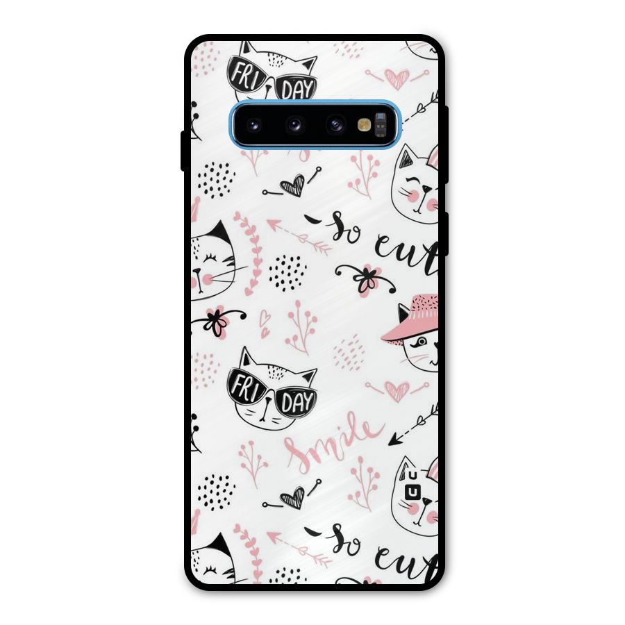 Cute Cat Swag Metal Back Case for Galaxy S10
