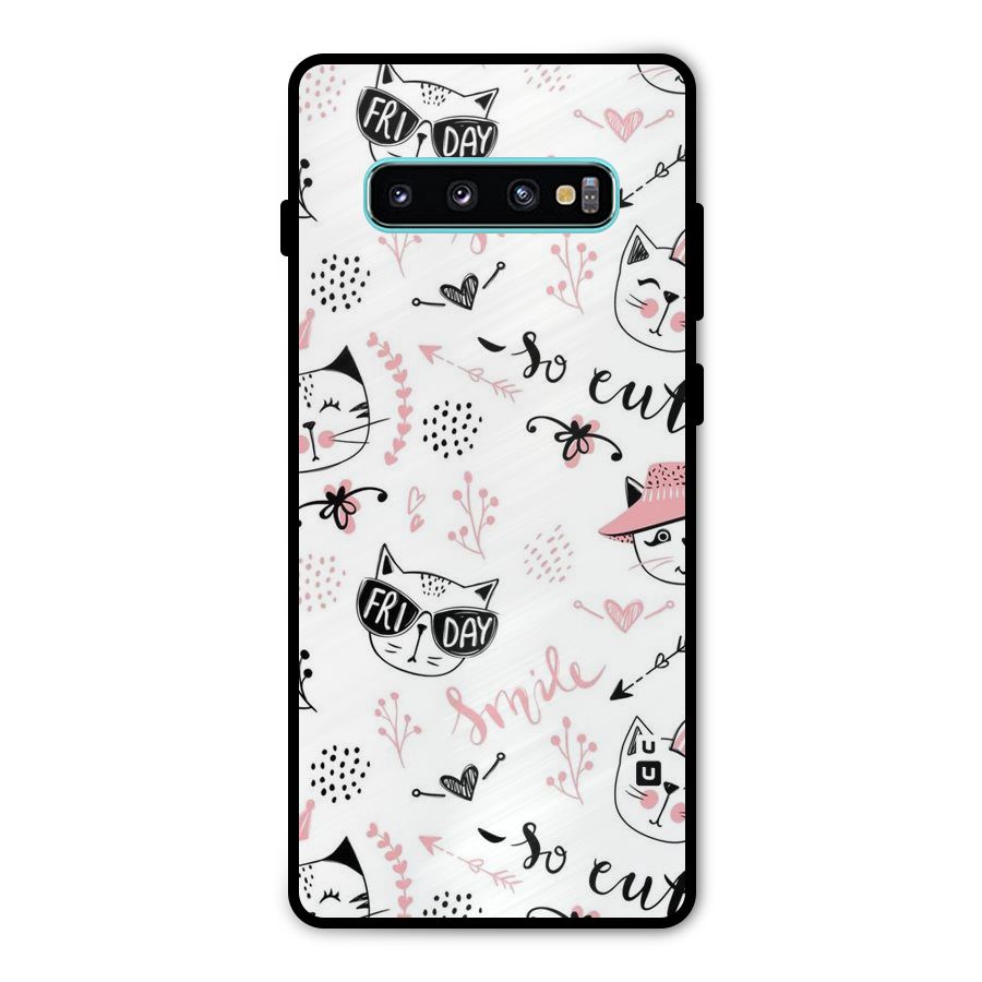 Cute Cat Swag Metal Back Case for Galaxy S10 Plus