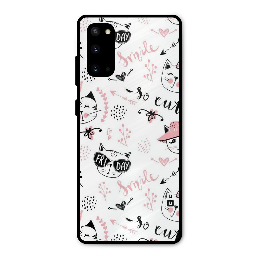 Cute Cat Swag Metal Back Case for Galaxy S20
