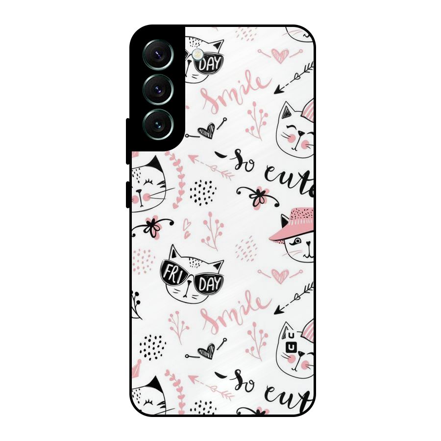 Cute Cat Swag Metal Back Case for Galaxy S22 Plus 5G
