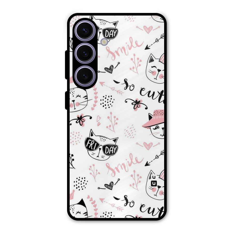 Cute Cat Swag Metal Back Case for Galaxy S24