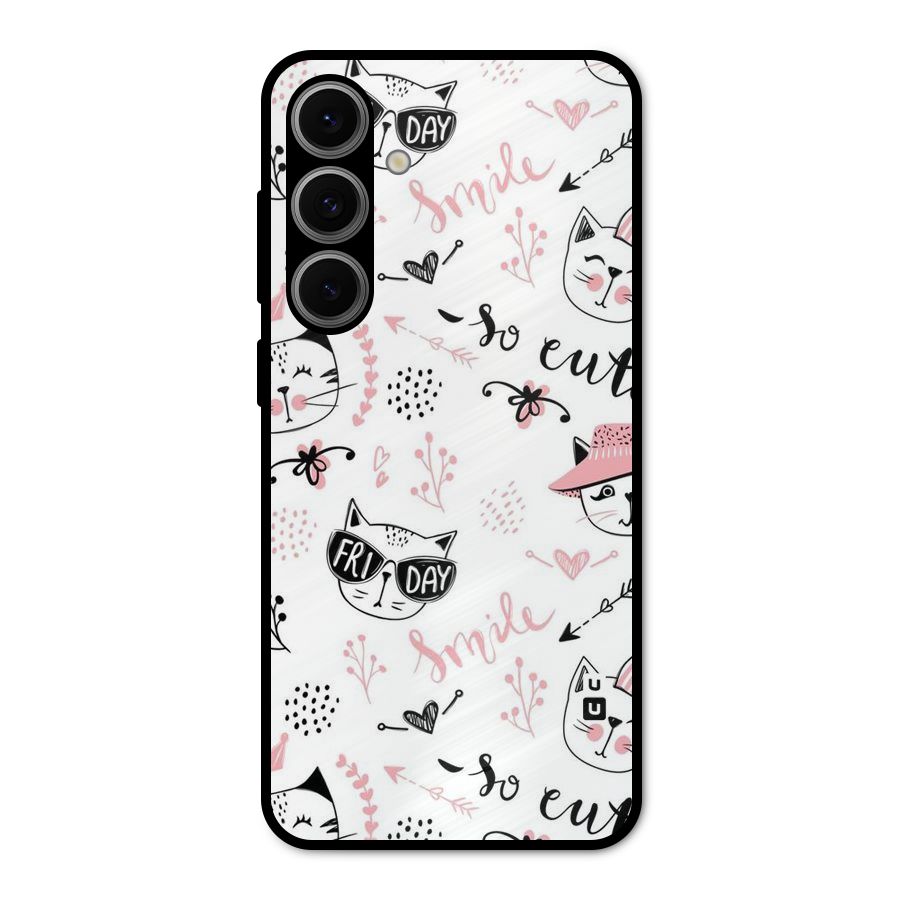Cute Cat Swag Metal Back Case for Galaxy S24 FE