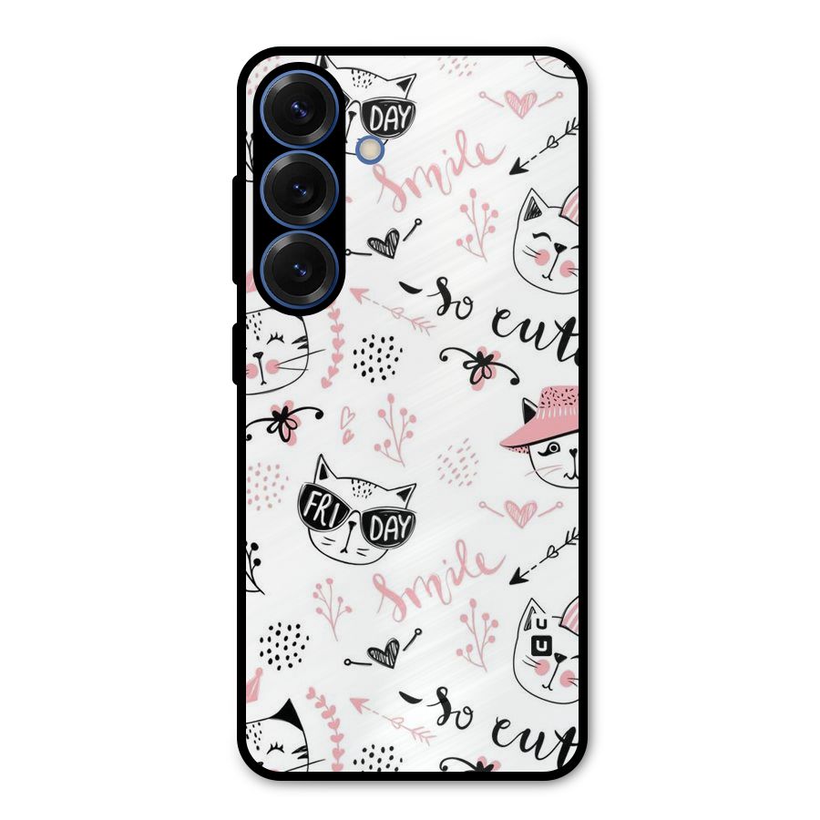 Cute Cat Swag Metal Back Case for Galaxy S25