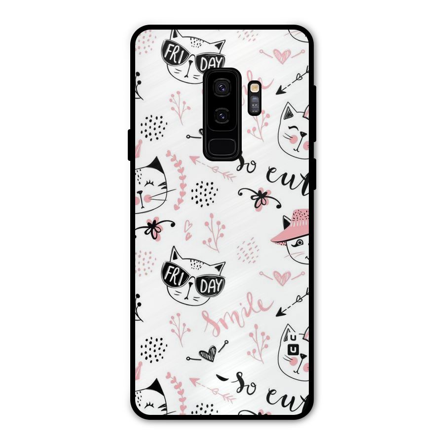Cute Cat Swag Metal Back Case for Galaxy S9 Plus