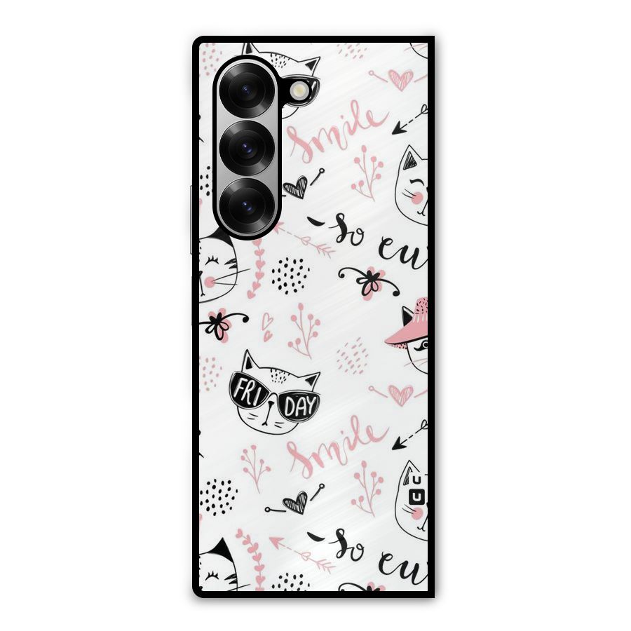Cute Cat Swag Metal Back Case for Galaxy Z Fold6