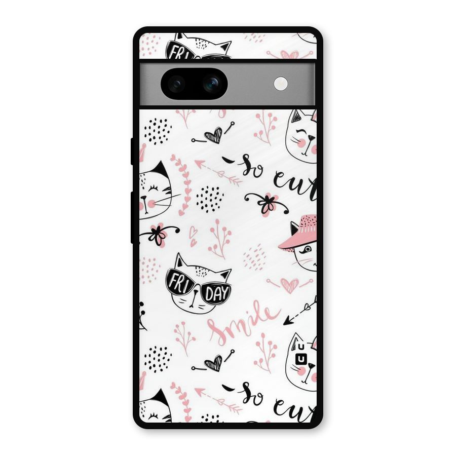 Cute Cat Swag Metal Back Case for Google Pixel 7a