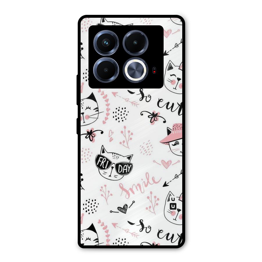 Cute Cat Swag Metal Back Case for Infinix Note 40 5G