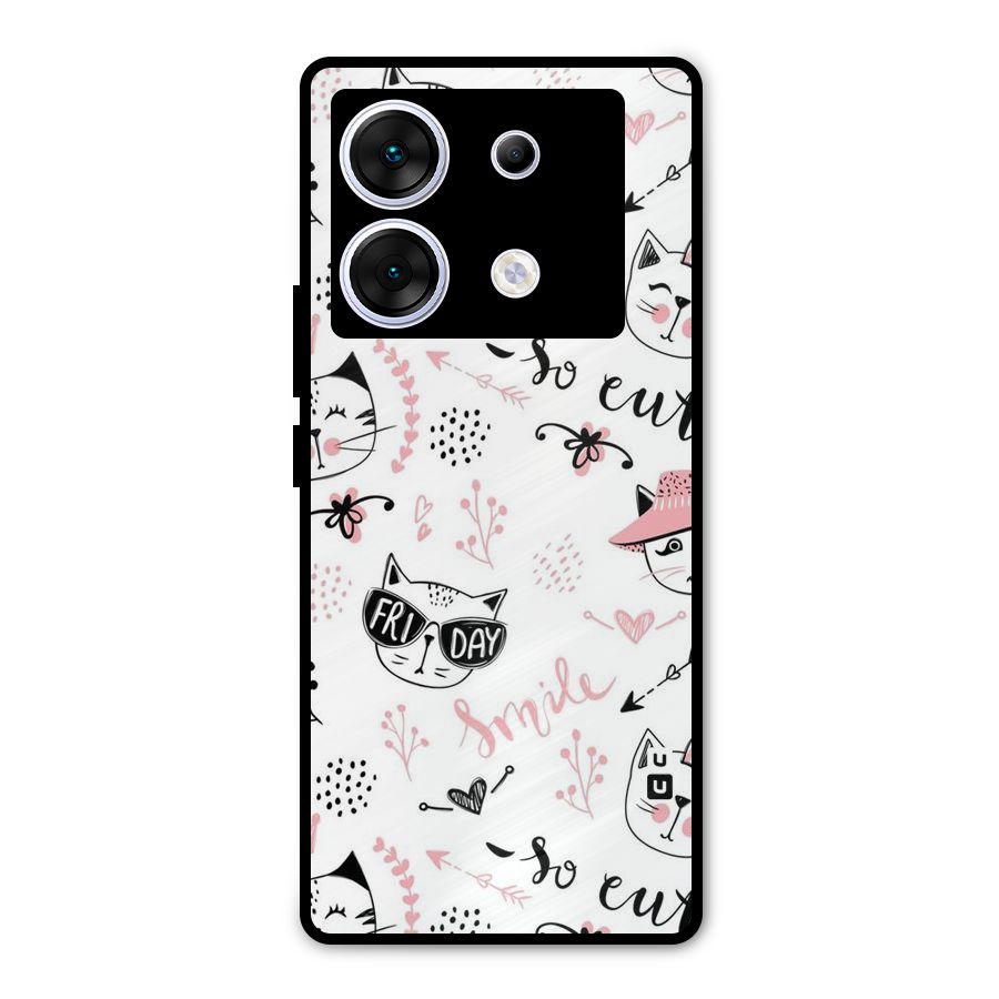 Cute Cat Swag Metal Back Case for Infinix Zero 30 5G