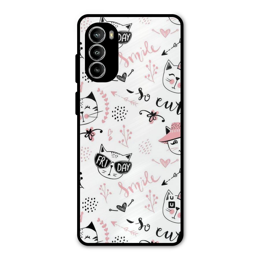 Cute Cat Swag Metal Back Case for Moto G82