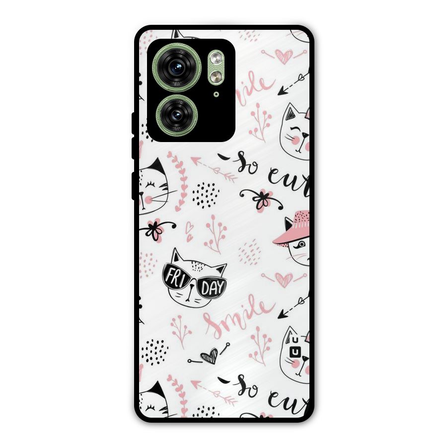 Cute Cat Swag Metal Back Case for Motorola Edge 40 5G