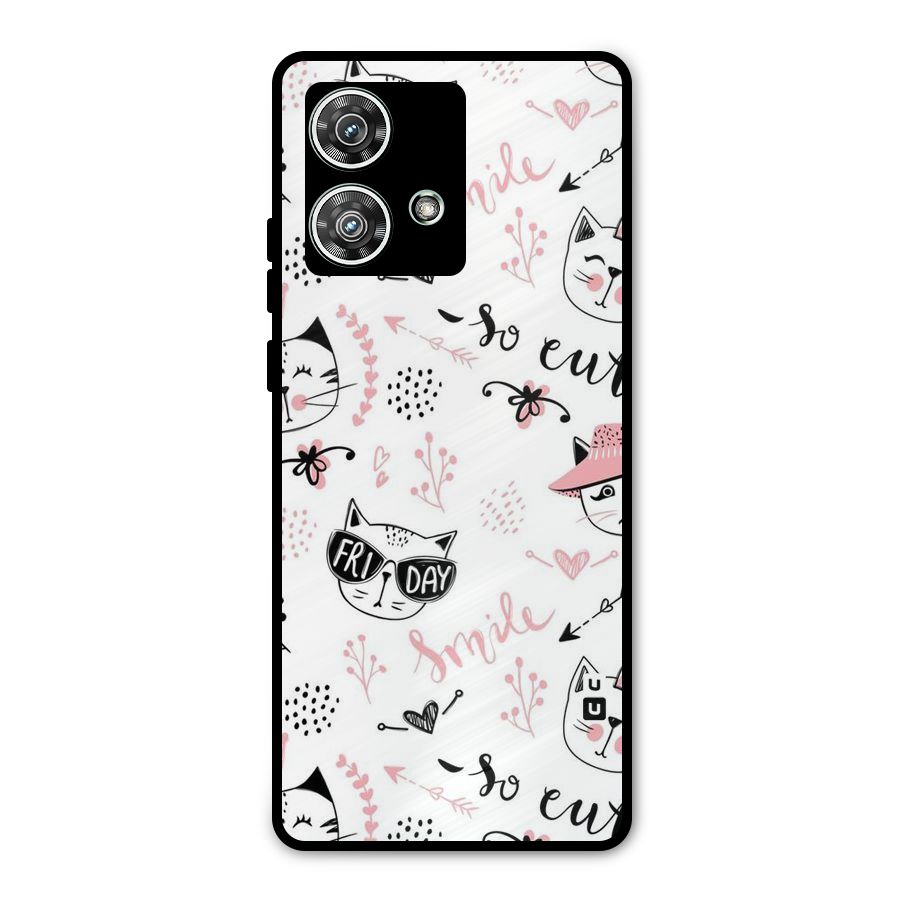 Cute Cat Swag Metal Back Case for Motorola Edge 40 Neo
