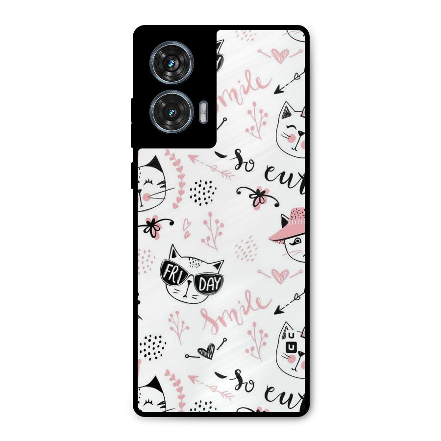 Cute Cat Swag Metal Back Case for Motorola Edge 50 Fusion
