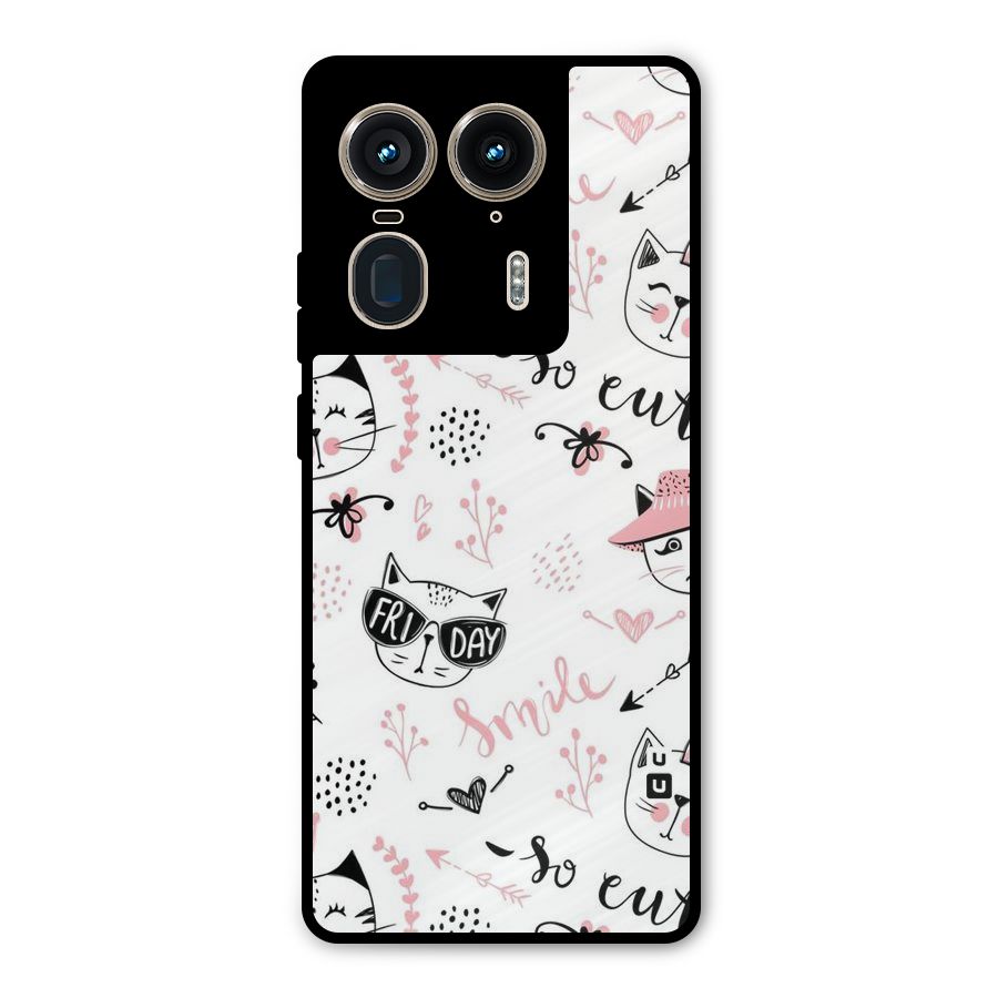 Cute Cat Swag Metal Back Case for Motorola Edge 50 Ultra