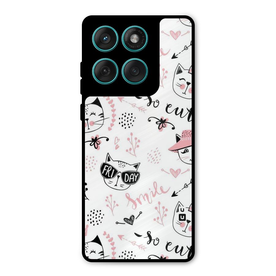Cute Cat Swag Metal Back Case for Motorola Edge 60