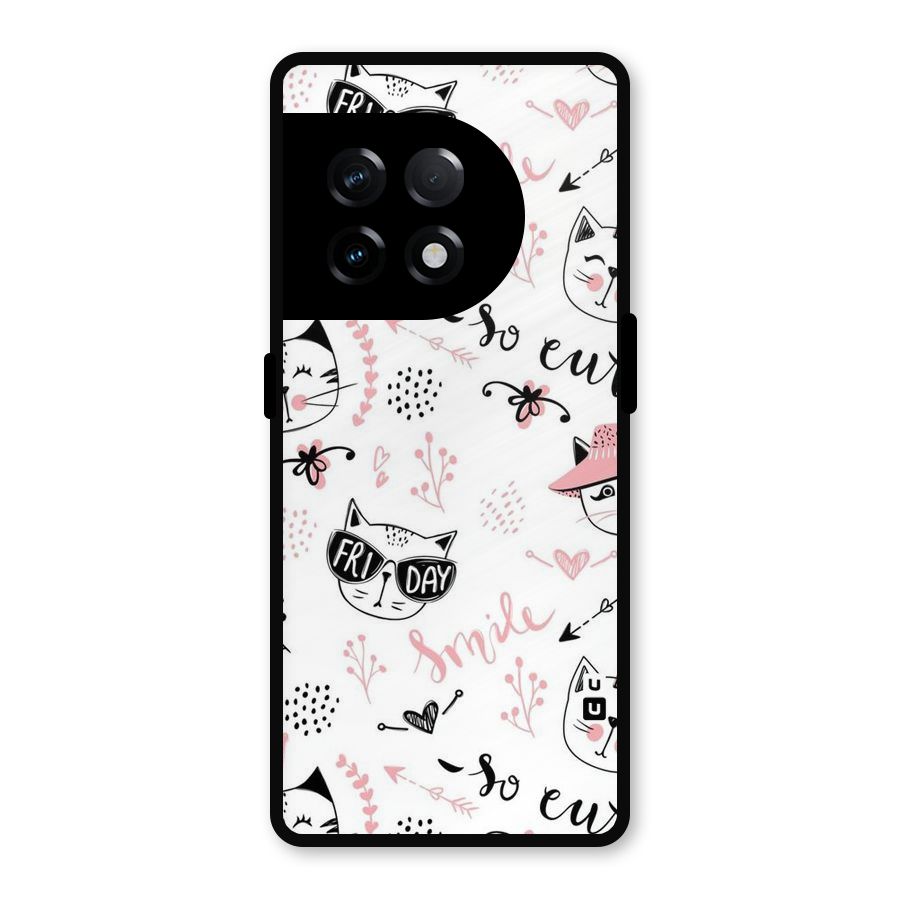 Cute Cat Swag Metal Back Case for OnePlus 11R