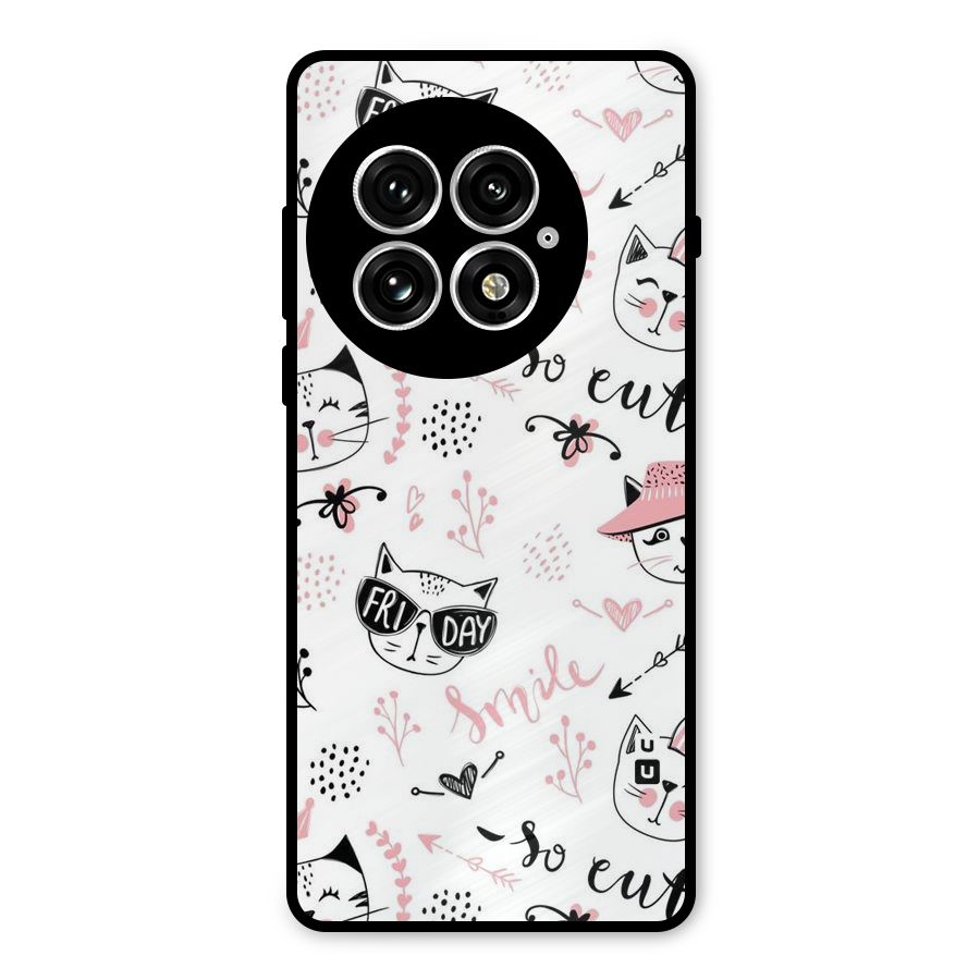 Cute Cat Swag Metal Back Case for OnePlus 13
