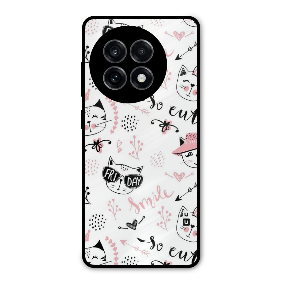 Cute Cat Swag Metal Back Case for OnePlus 13R