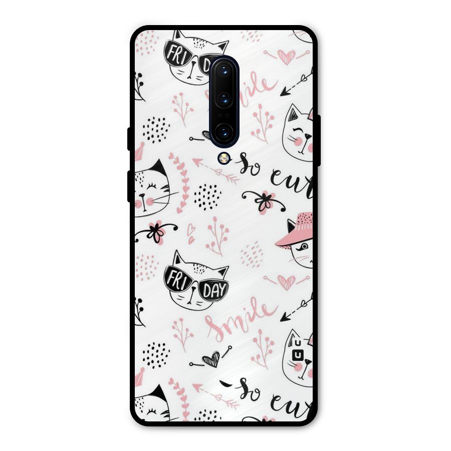 Cute Cat Swag Metal Back Case for OnePlus 7 Pro