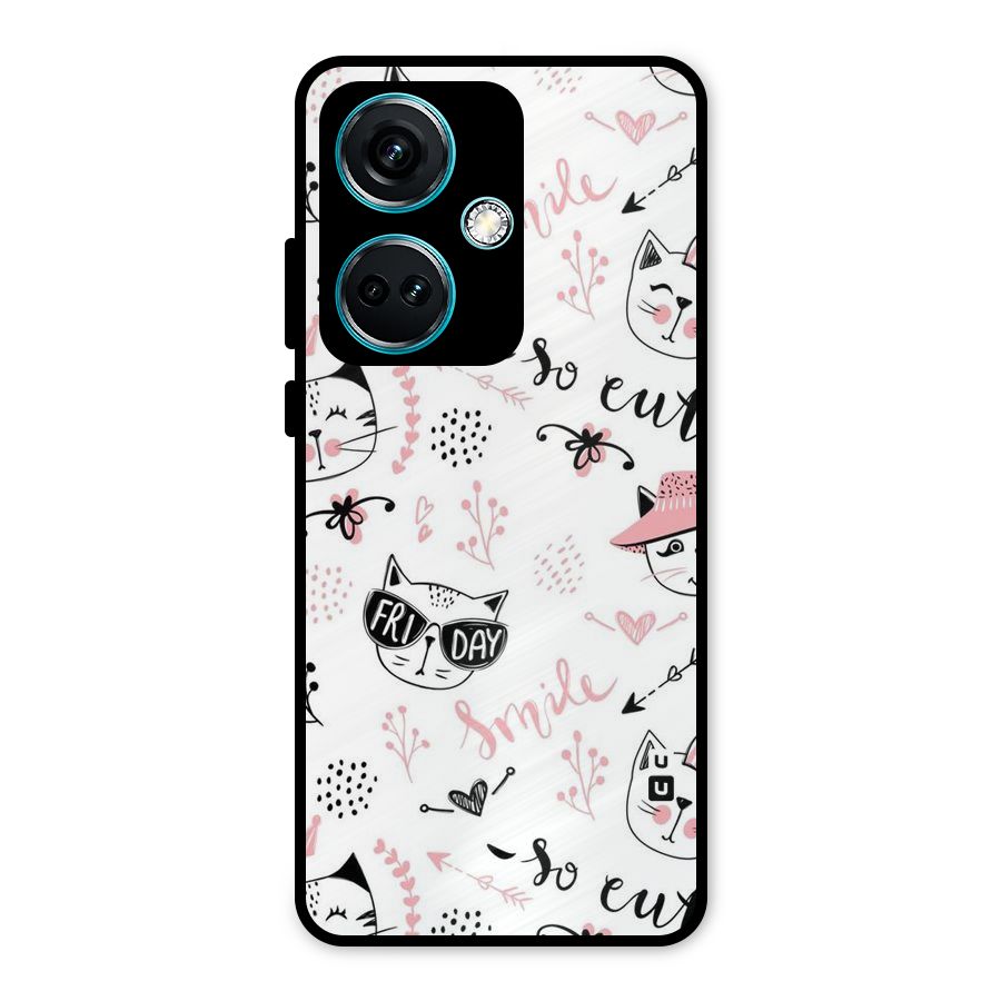 Cute Cat Swag Metal Back Case for OnePlus Nord CE 3 5G
