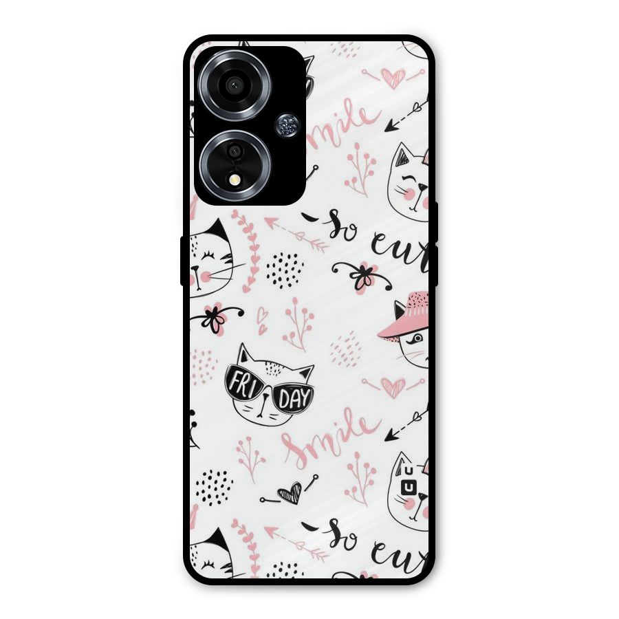 Cute Cat Swag Metal Back Case for Oppo A59