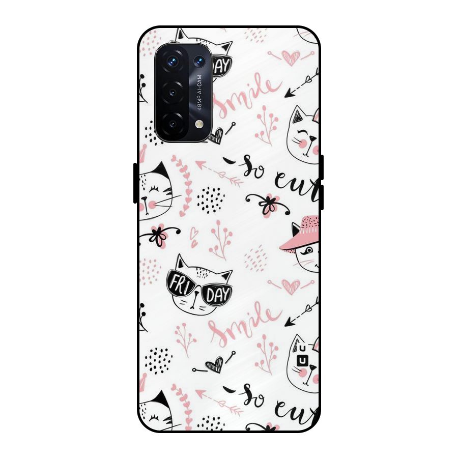 Cute Cat Swag Metal Back Case for Oppo A74 5G