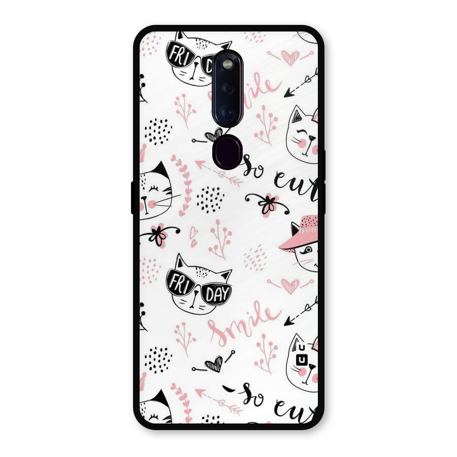Cute Cat Swag Metal Back Case for Oppo F11 Pro