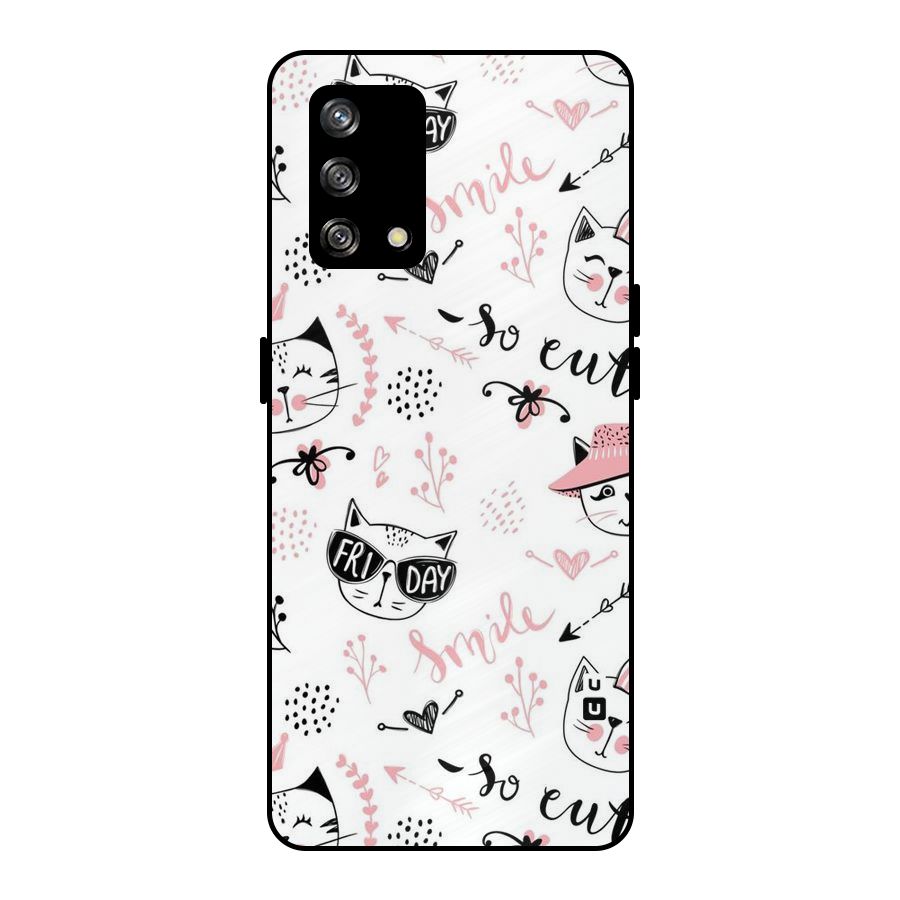 Cute Cat Swag Metal Back Case for Oppo F19