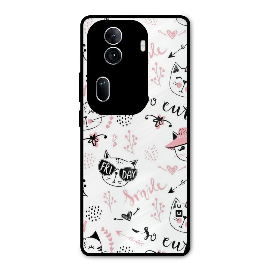 Cute Cat Swag Metal Back Case for Oppo Reno11 Pro 5G