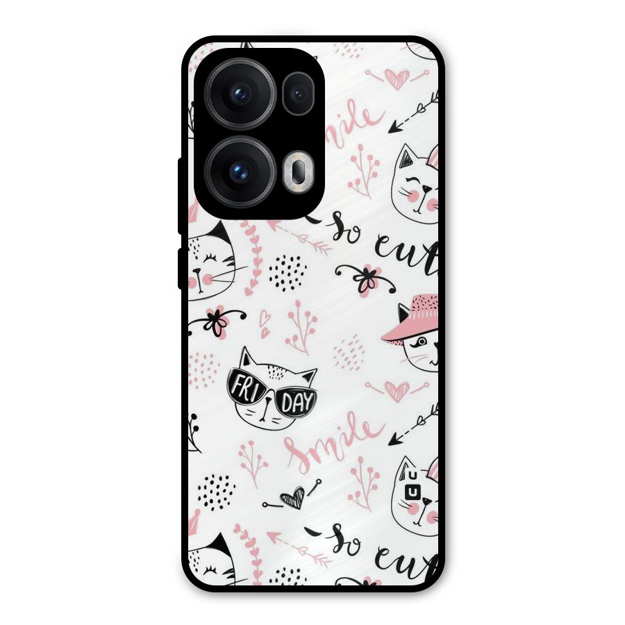 Cute Cat Swag Metal Back Case for Oppo Reno13 Pro