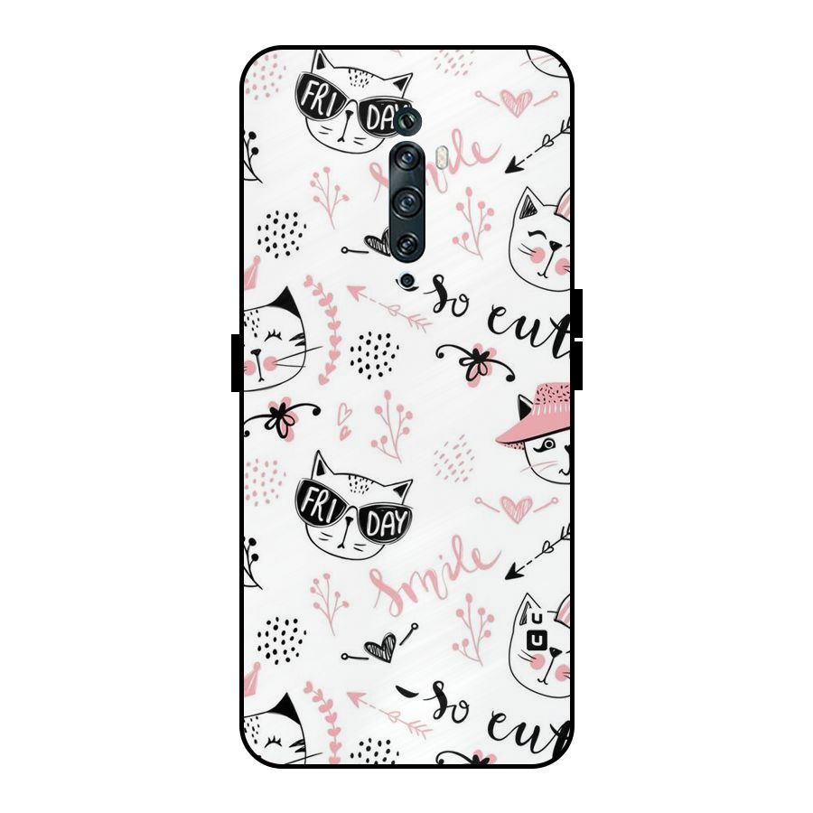 Cute Cat Swag Metal Back Case for Oppo Reno2 Z