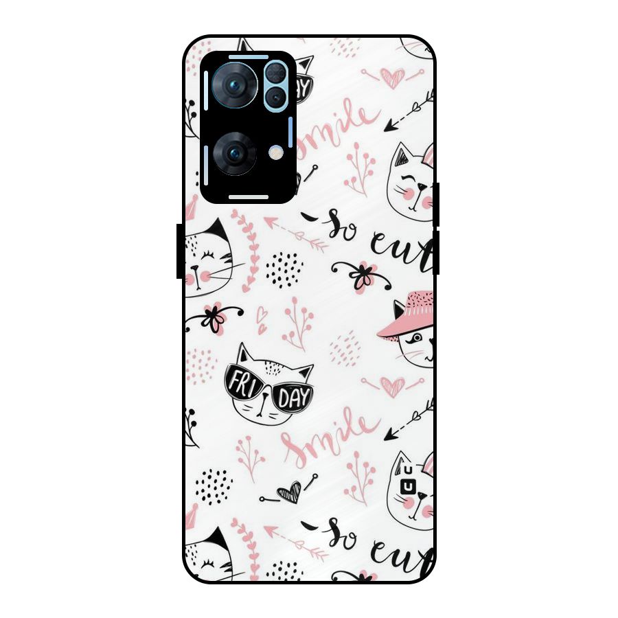 Cute Cat Swag Metal Back Case for Oppo Reno7 Pro 5G
