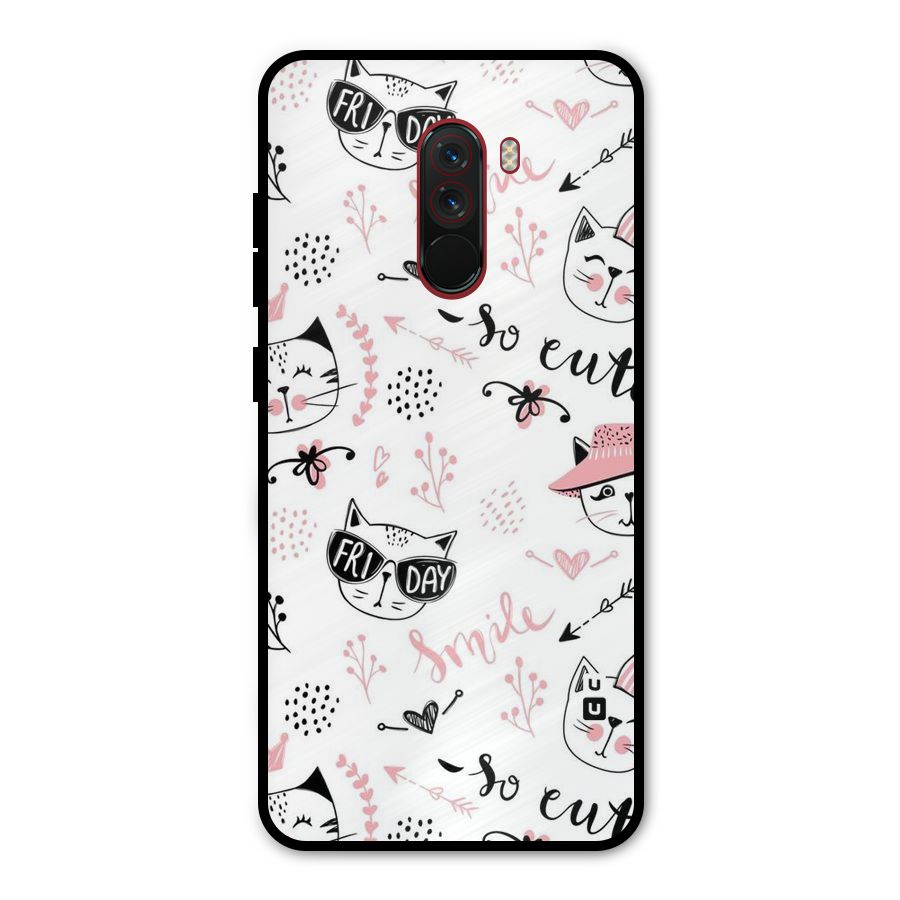 Cute Cat Swag Metal Back Case for Poco F1