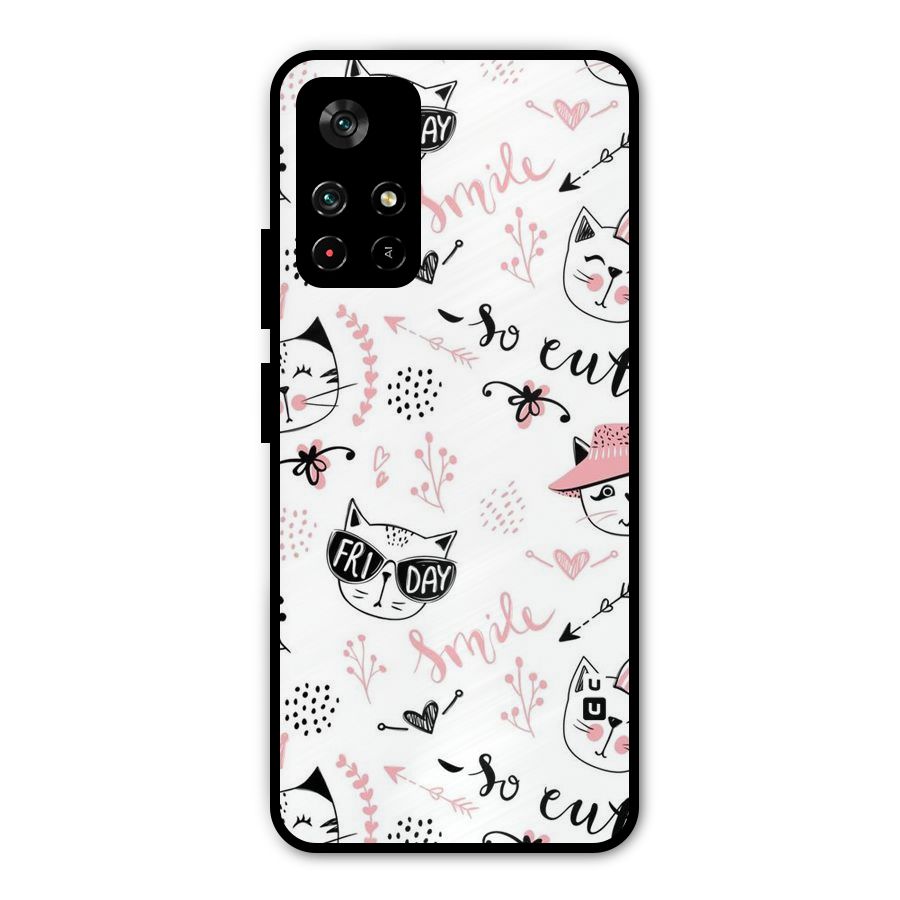 Cute Cat Swag Metal Back Case for Poco M4 Pro 5G