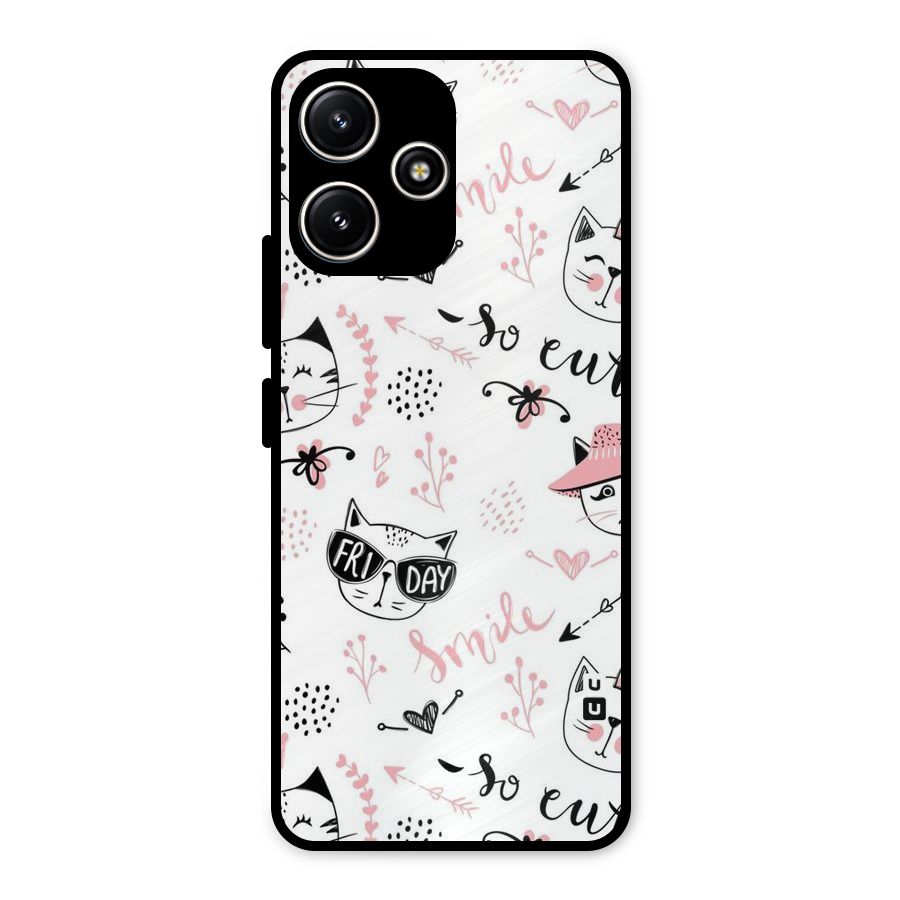 Cute Cat Swag Metal Back Case for Poco M6 Pro