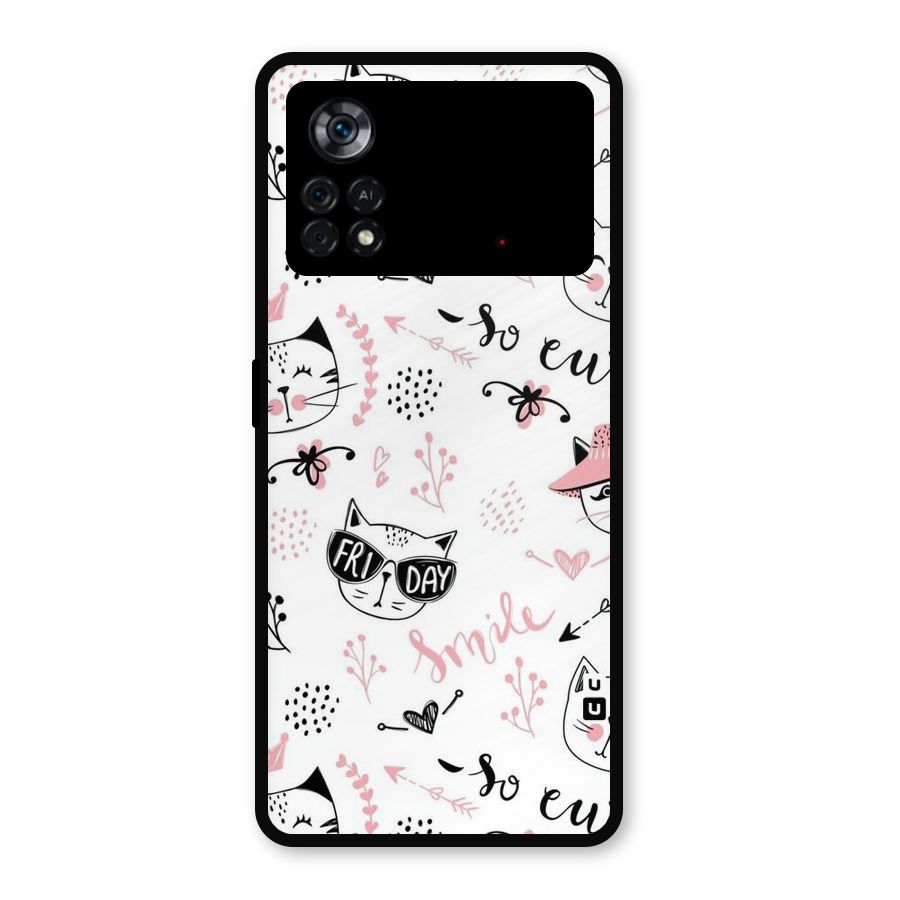 Cute Cat Swag Metal Back Case for Poco X4 Pro 5G