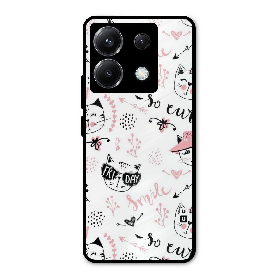 Cute Cat Swag Metal Back Case for Poco X6