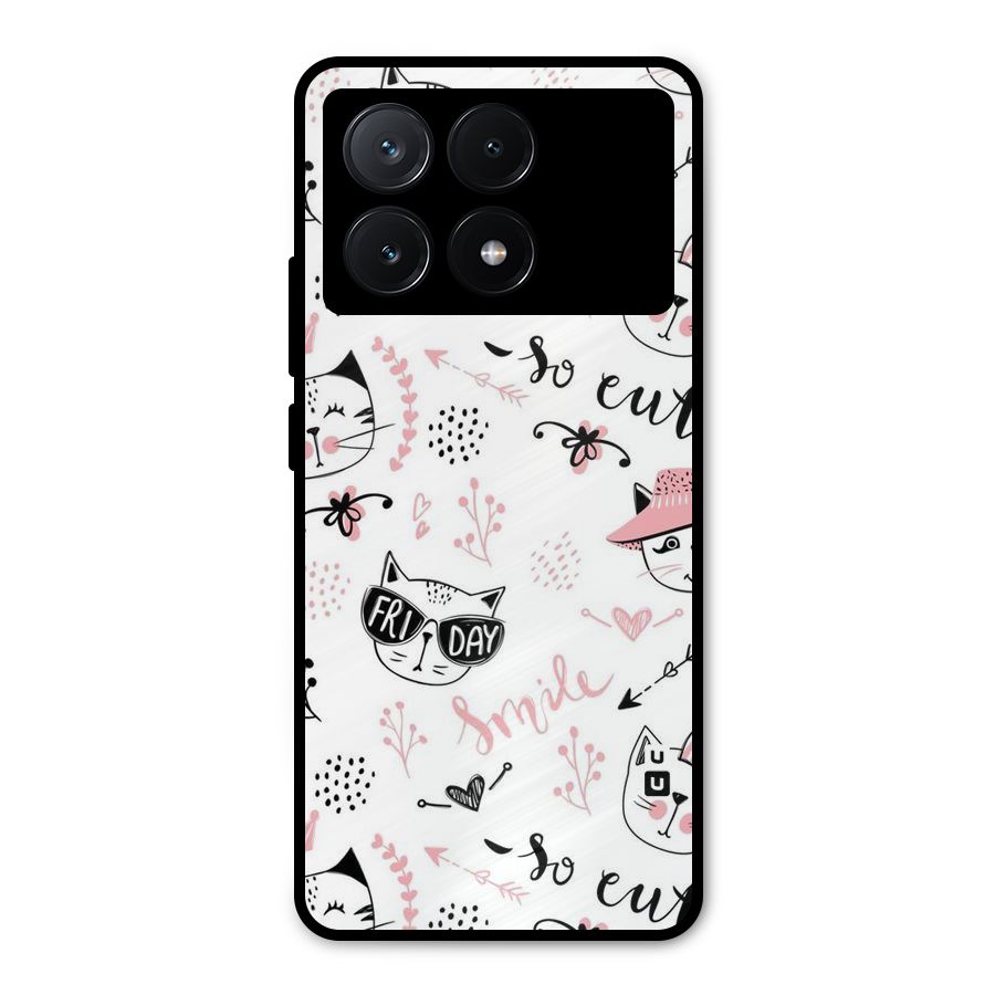 Cute Cat Swag Metal Back Case for Poco X6 Pro