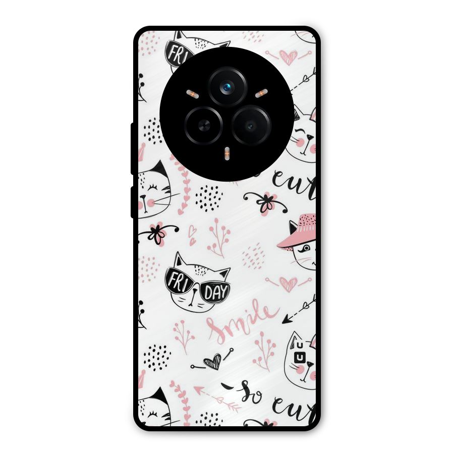 Cute Cat Swag Metal Back Case for Realme 14 Pro Plus